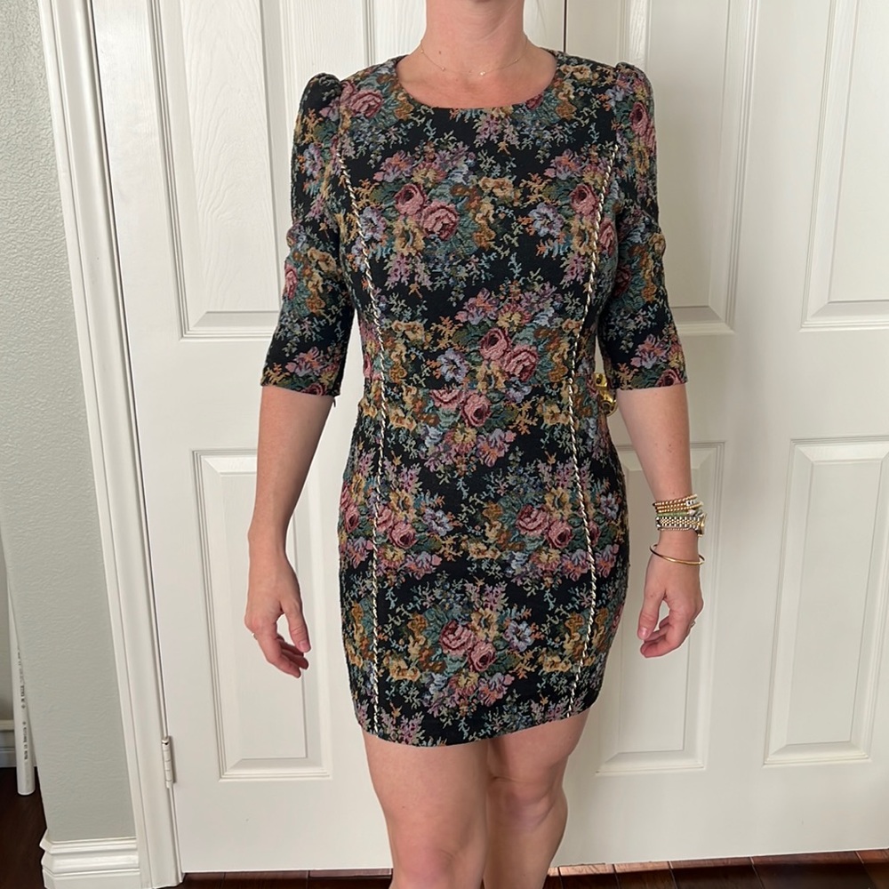 Line & Dot Floral Mini Dress